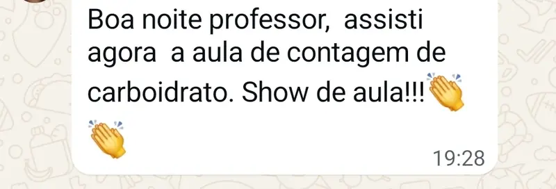 Depoimento sobre aula de contagem de carboidratos