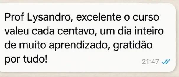 Depoimento de aluno sobre o curso do Prof. Lysandro